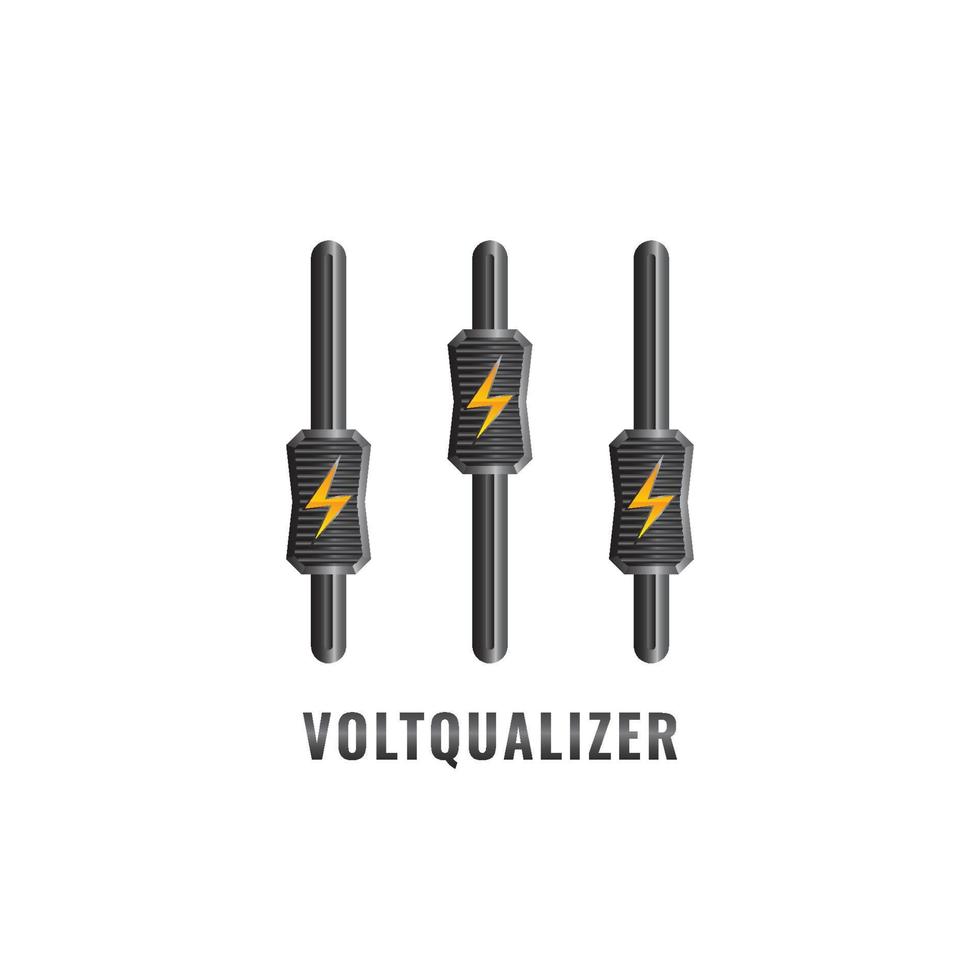 Voltqualizer logo design template. Thunder and equalizer logo concept. Describe the power or energy controller. Isolated on white background vector
