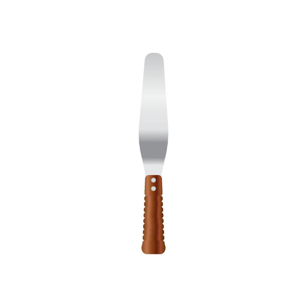 Frosting spatula with wooden handle. Vector illustration isoalted on white background. Suitable for 3d Realistic Mockup.