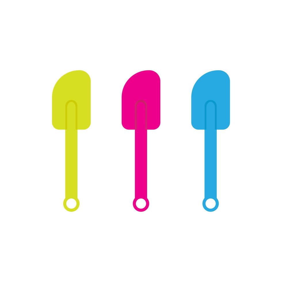 Colorful spatula vector illustration isoalted on white background. Right Blue, Green and pink.
