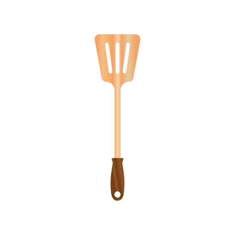 Wooden spatula vector illustration isoalted on white background. Natural Wood Material tool for cooking and BBQ. Suitable for 3d Realistic Mockup.