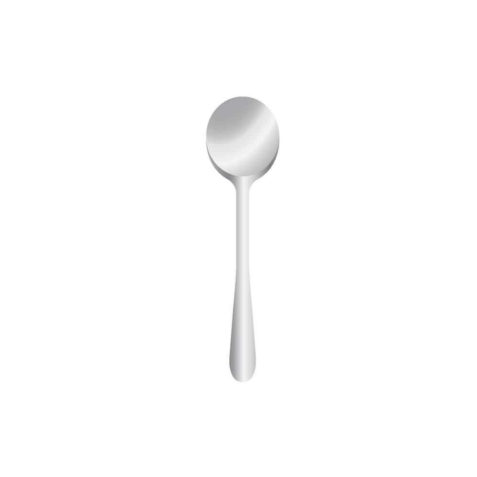 Metal spoon vector illustration isoalted on white background. Suitable for Realistic 3d Mockup. Stainless steel material tableware.