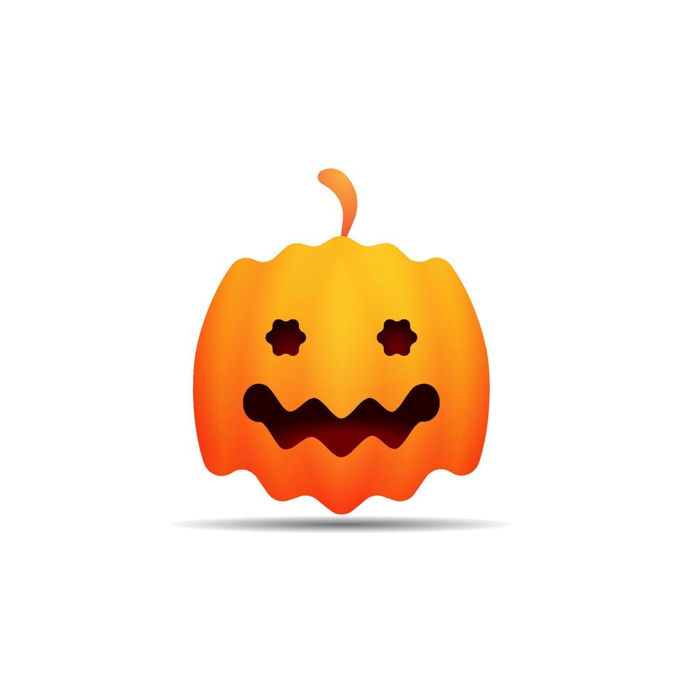 Halloween pumpkin with cute smiley face. Vector illustration isolated on white background.