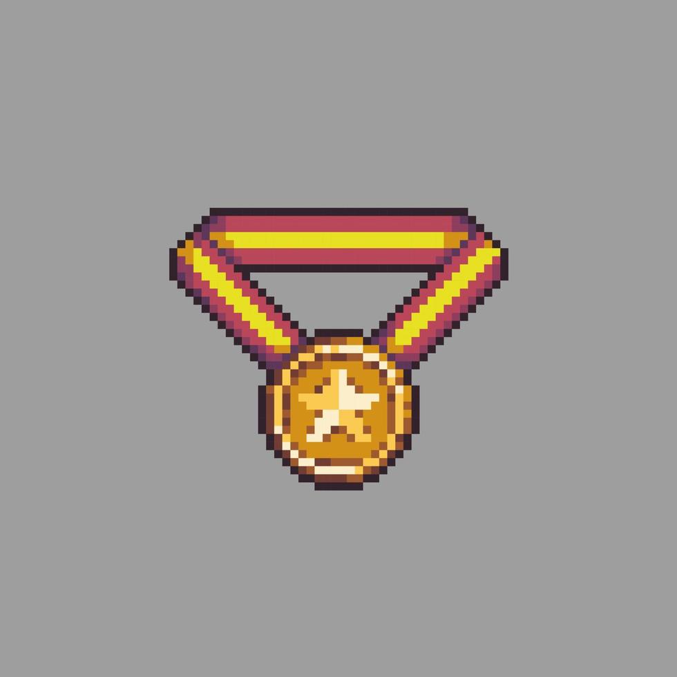 pixel art medallas de oro e ilustración de trofeos vector