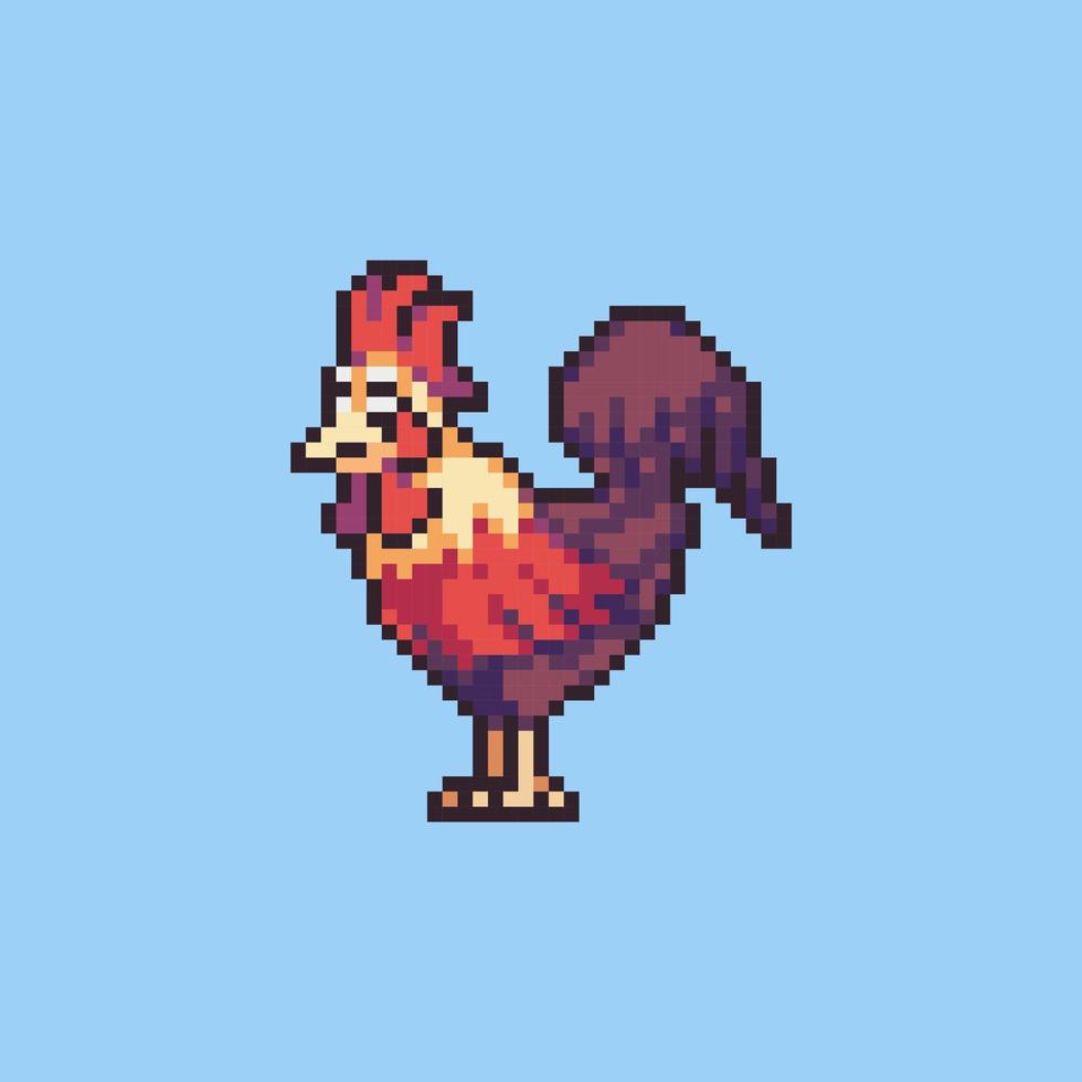 Pollo de ilustración vectorial de arte de píxeles completamente editable para desarrollo de juegos, diseño gráfico, póster y arte. vector