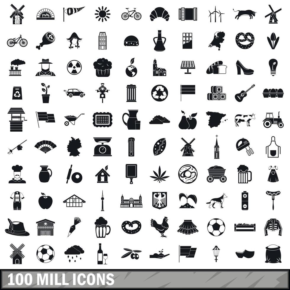 Conjunto de iconos de 100 millones, estilo simple vector