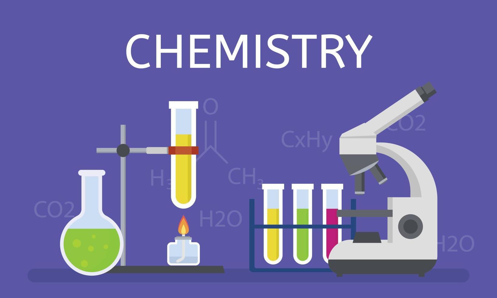 Chemistry concept background, flat style vector