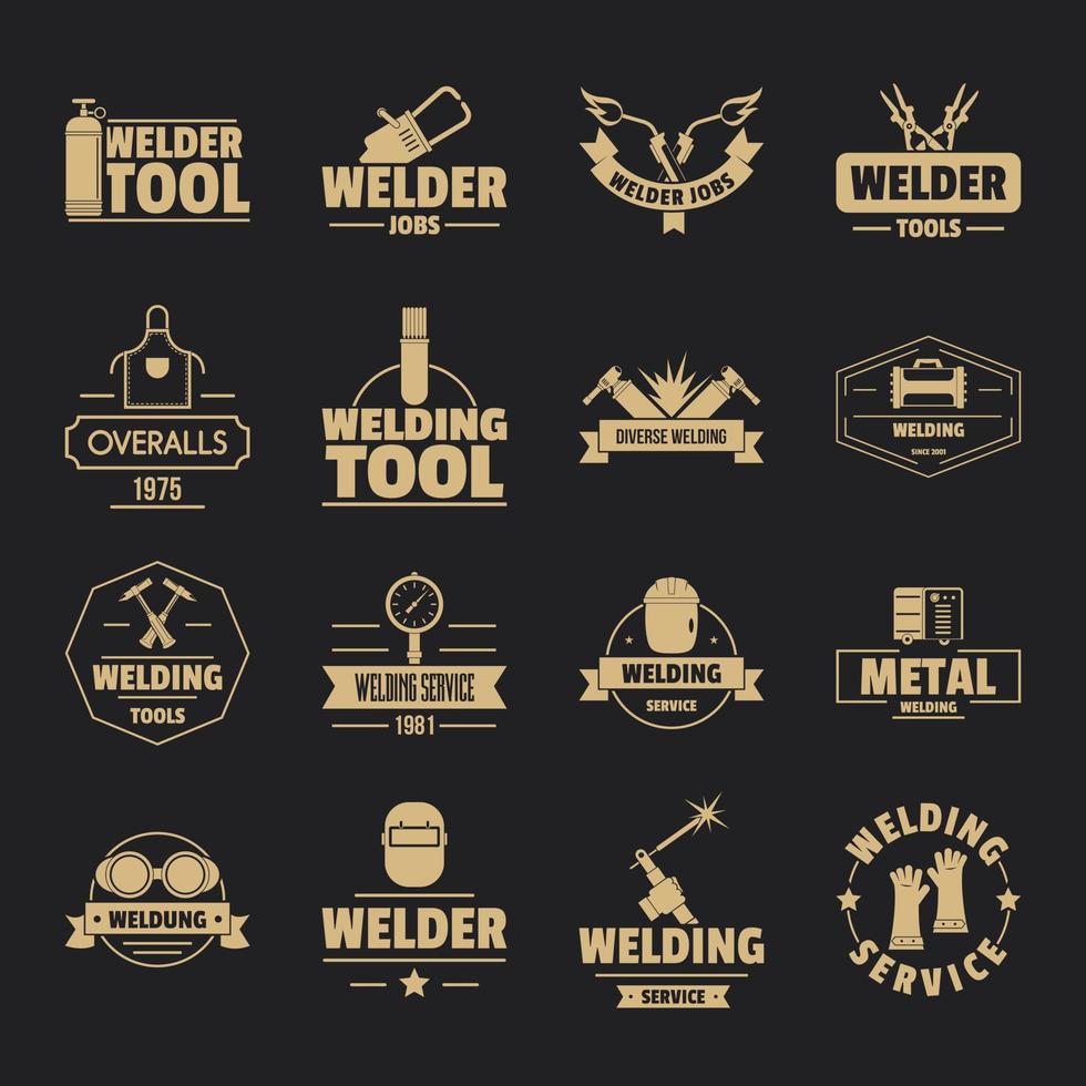 Conjunto de iconos de logotipo de soldadura, estilo simple vector
