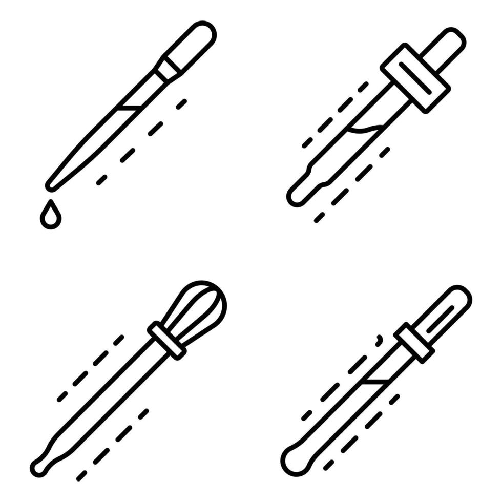 Pipette icon set, outline style vector