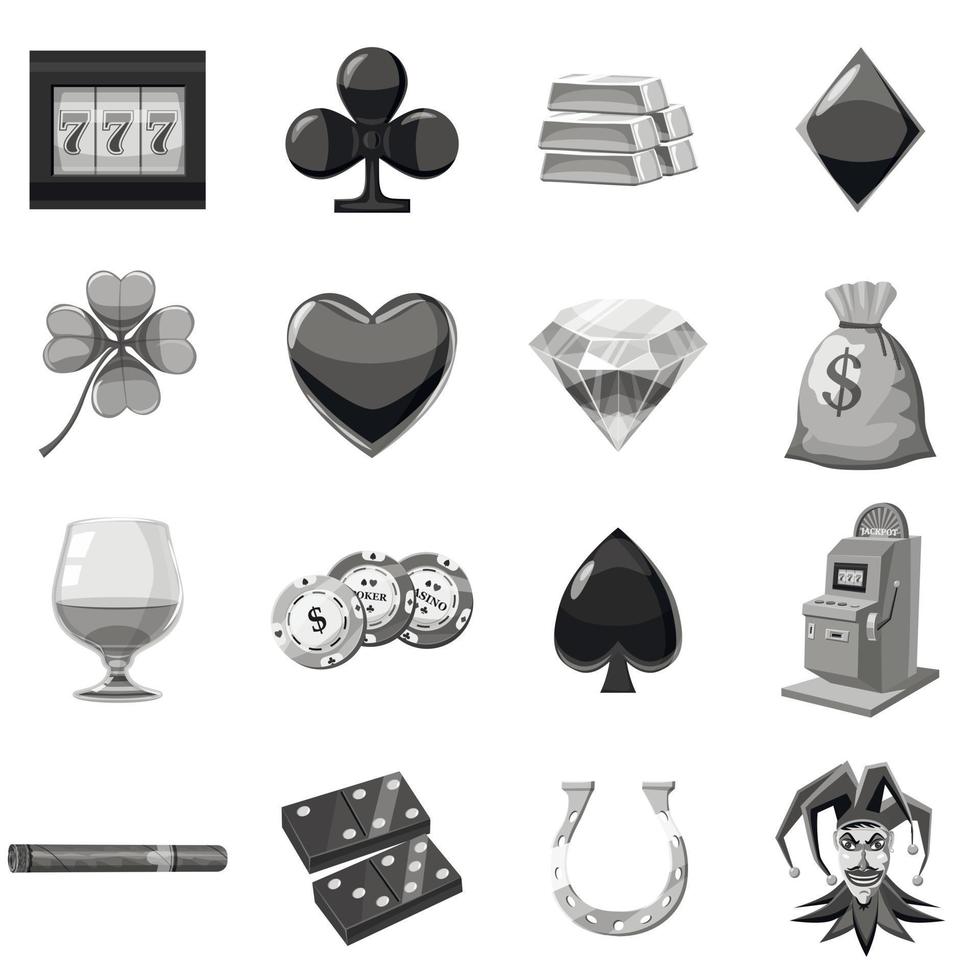 Casino icons set monochrome vector