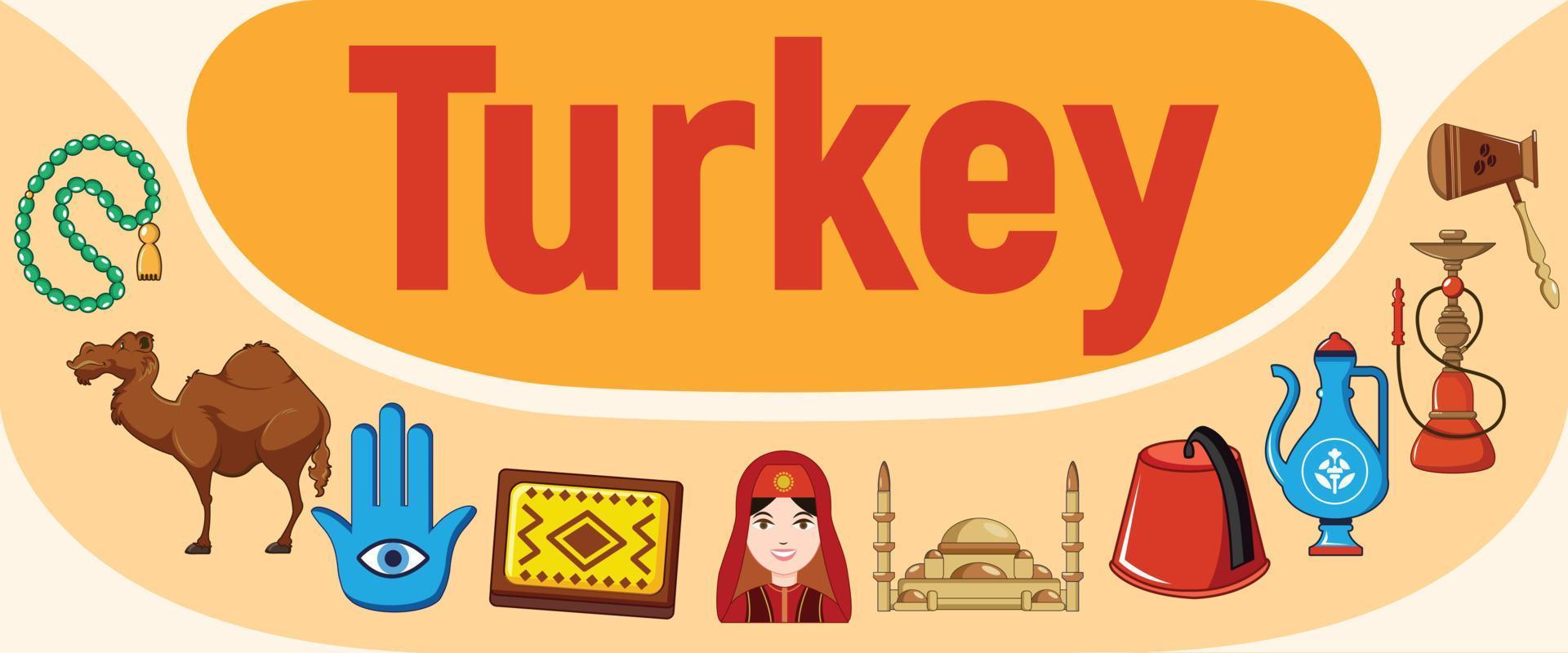 Turkey concept banner, cartoon style vector