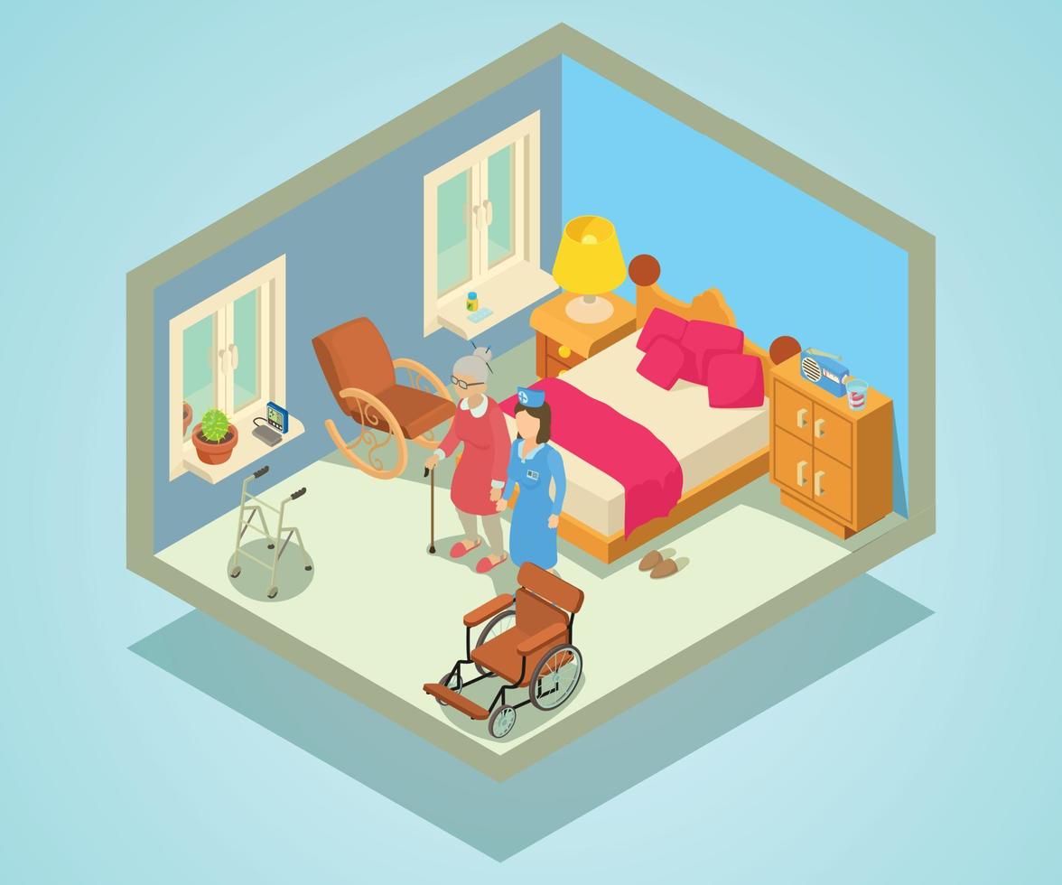 Retirement home concept banner, isometric style vector