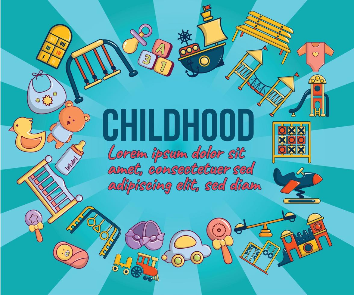 Childhood concept banner, cartoon style vector