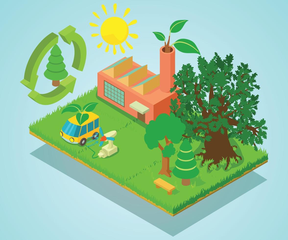 Eco place concept banner, isometric style vector