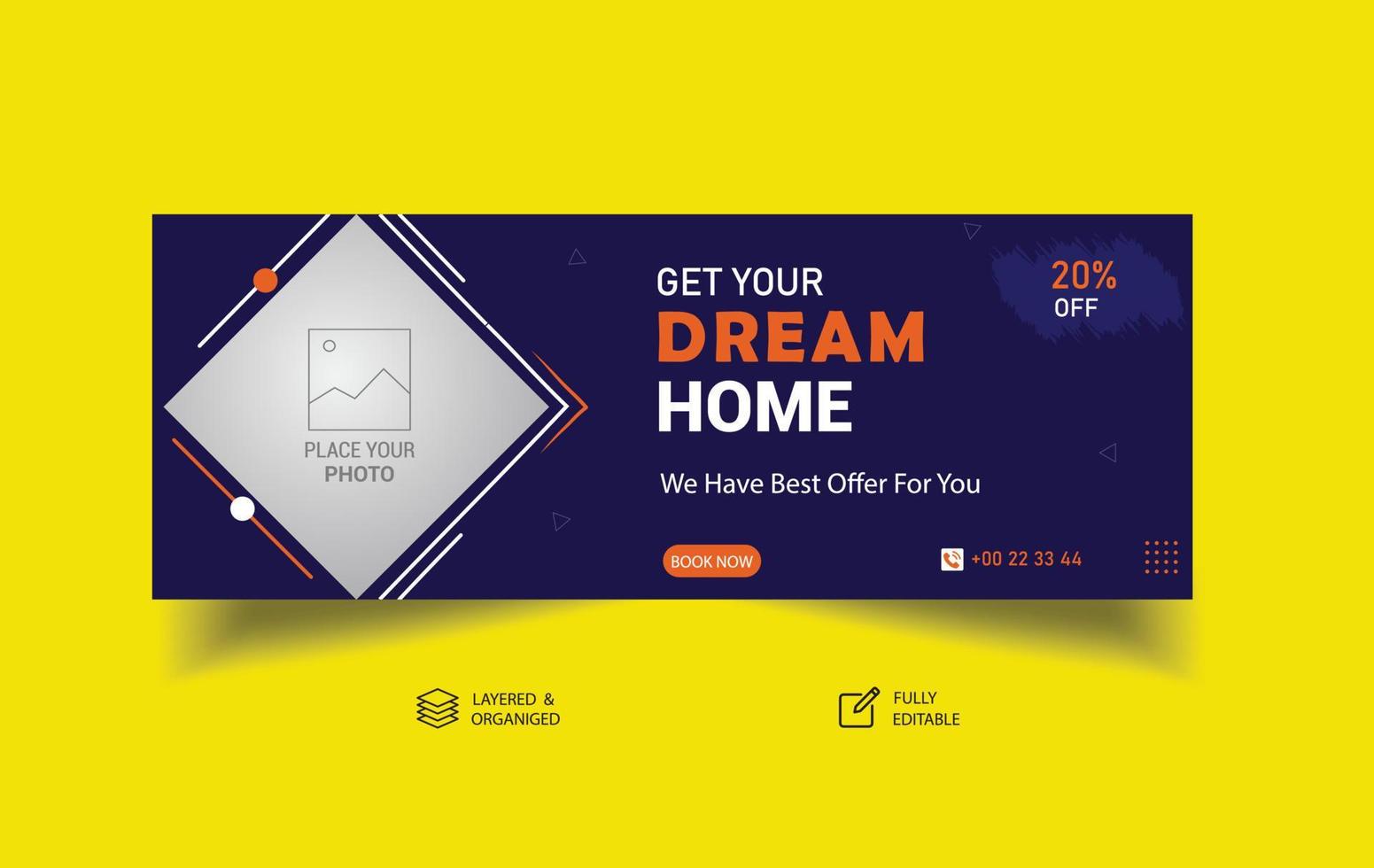 Real Estate Social Media Banner Design Template 002 vector