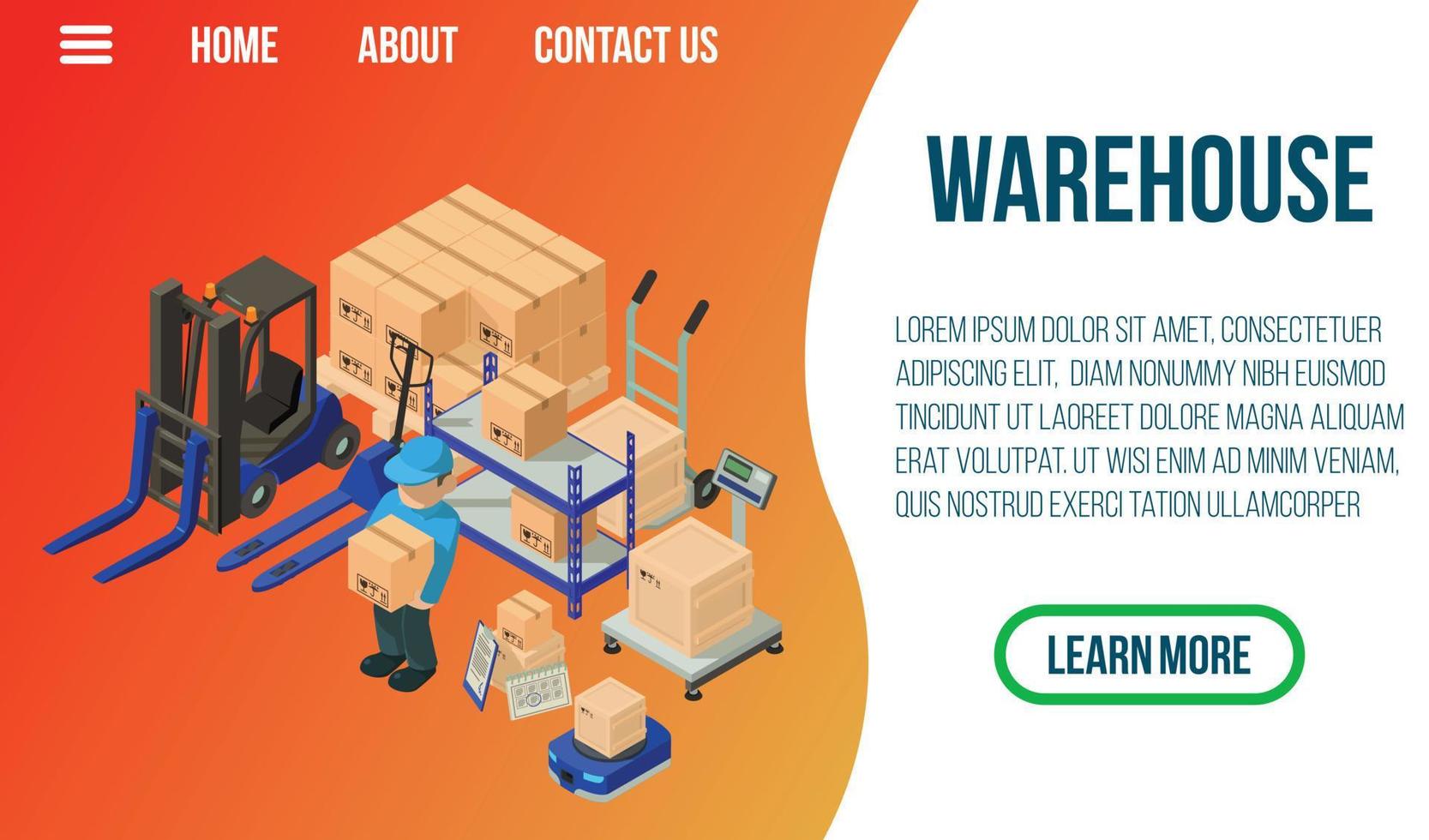 Warehouse concept banner, isometric style vector