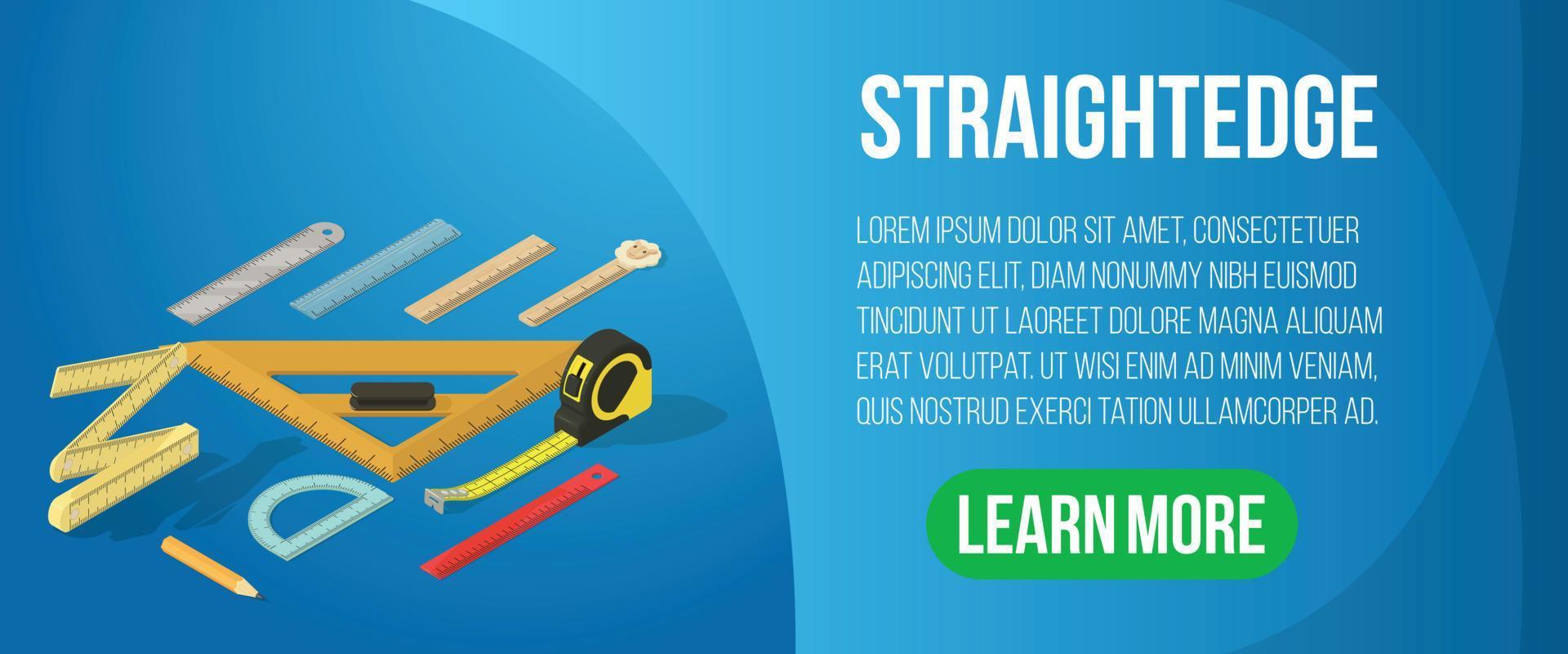 Straightedge concept banner, isometric style vector