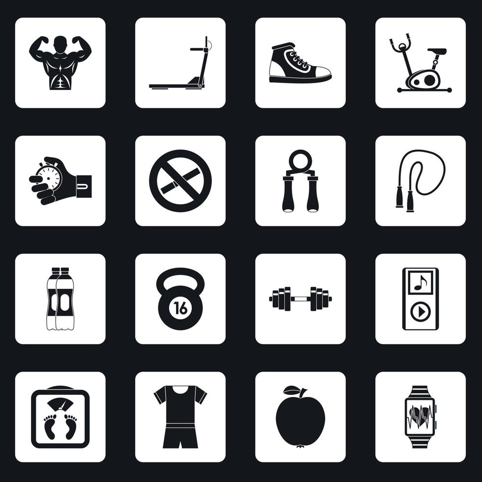 Fitness icons set squares vector