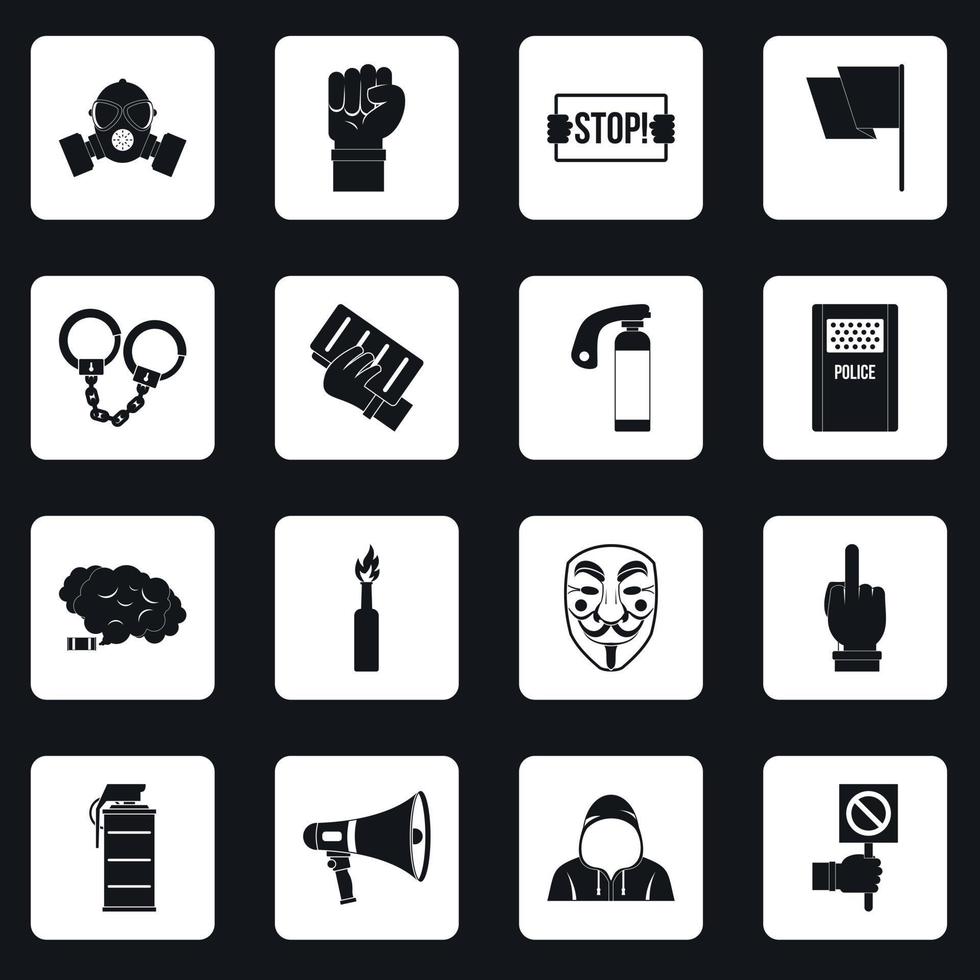 Protest icons set squares vector