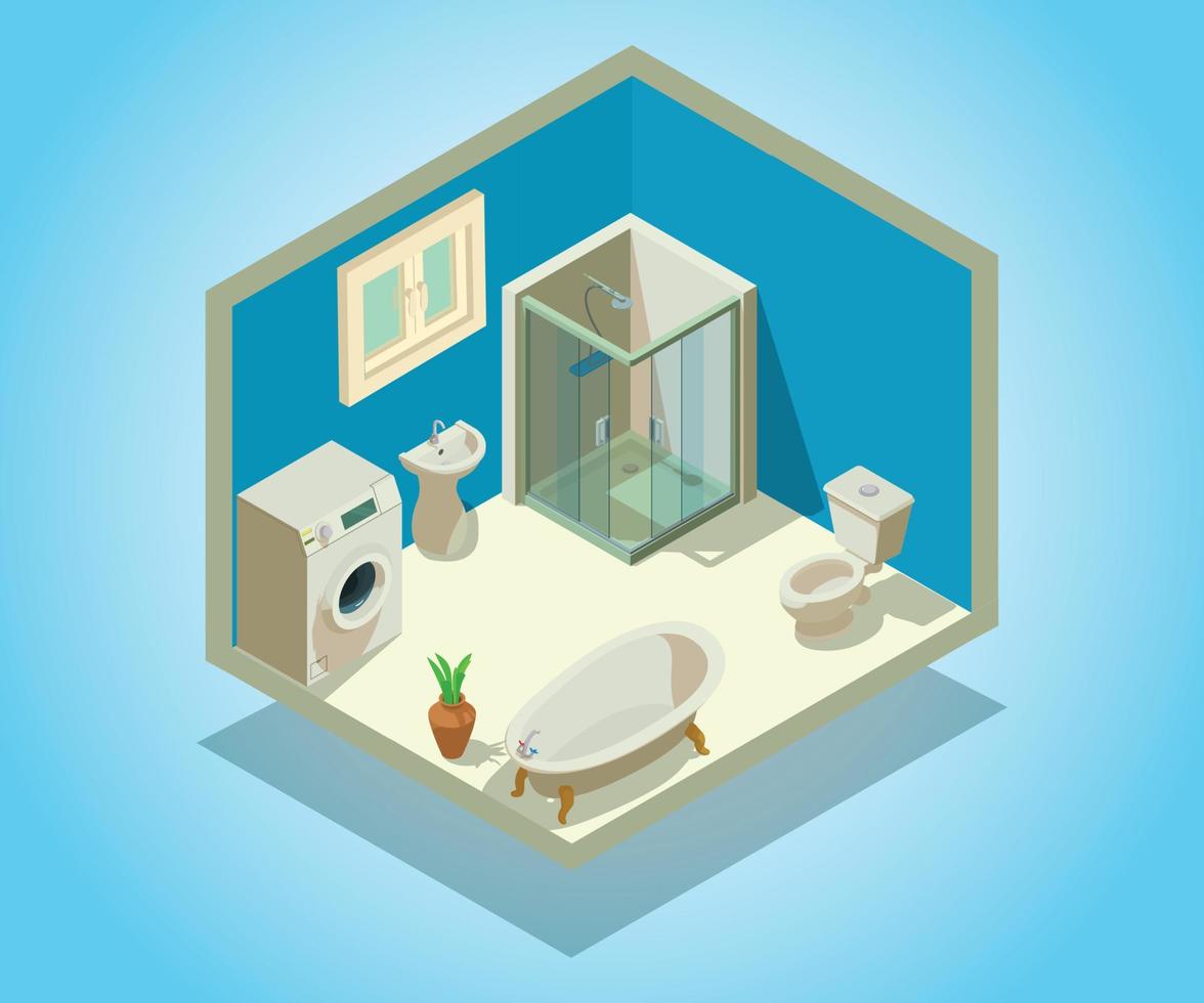 Lavatory concept banner, isometric style vector