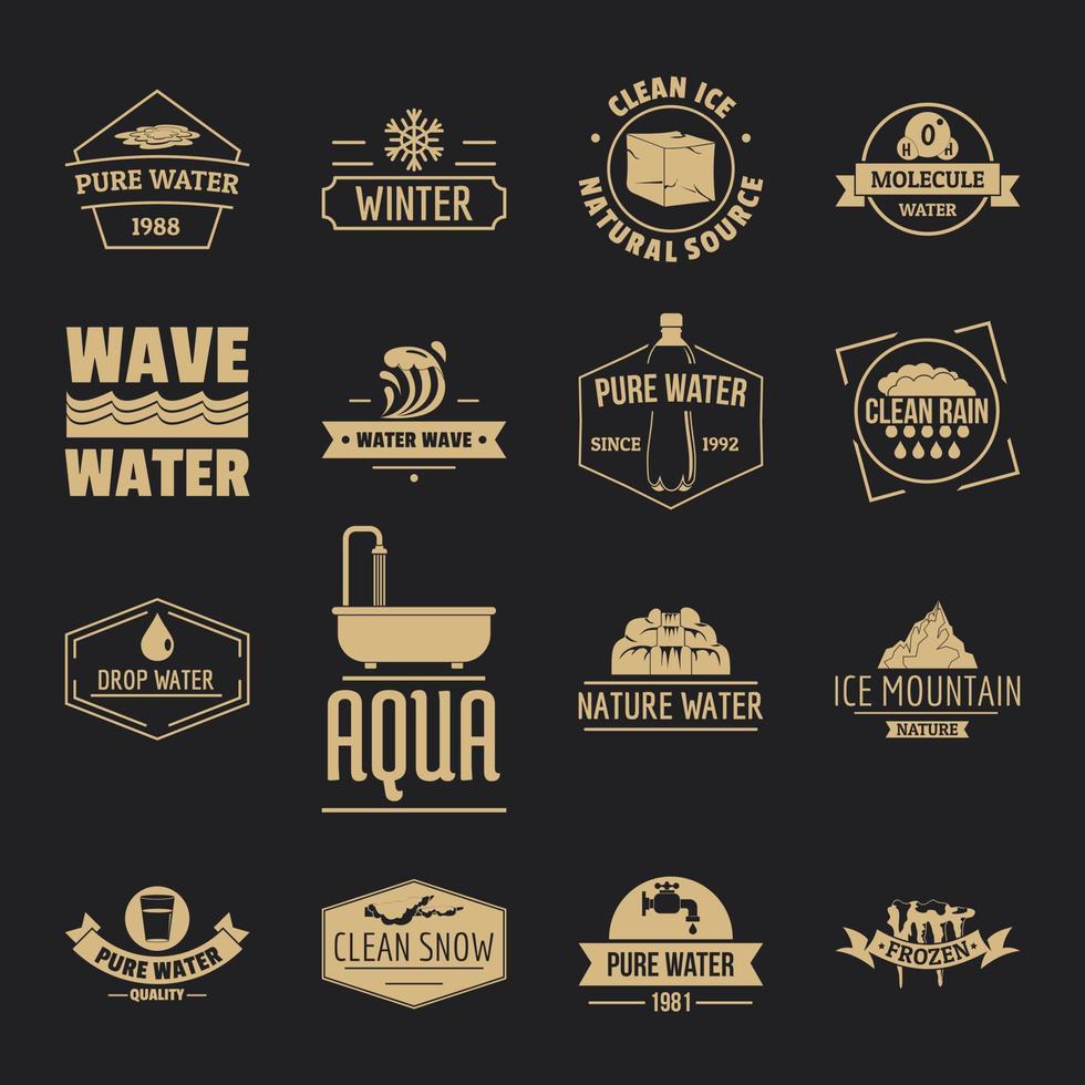 Water logo icons set, simple style vector