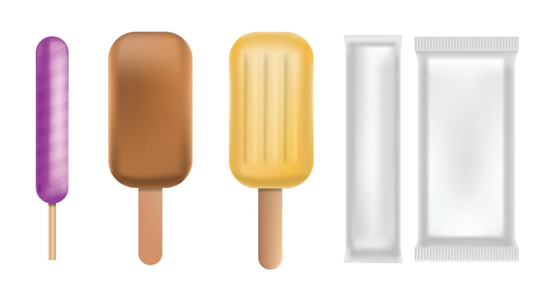 Popsicle icon set, realistic style vector