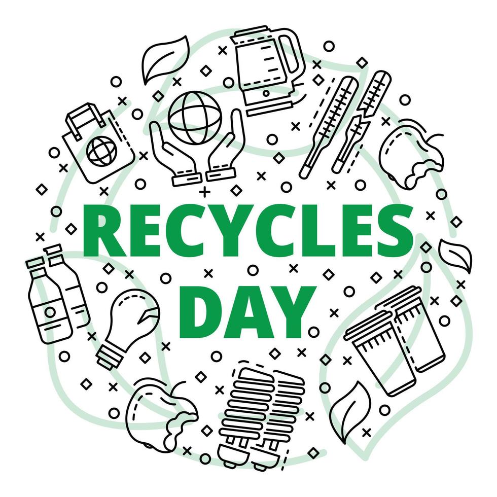 Recycles clean day concept background, outline style vector
