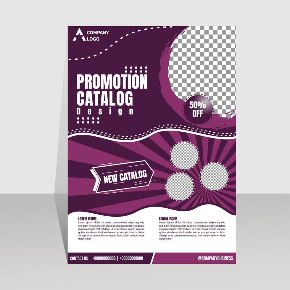 Anuncio de revista de catálogo de promoción de flayer. cubierta sobre un fondo negro. diseño de plantilla de vector de formato a4