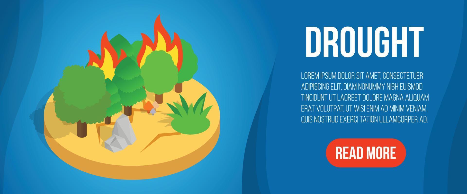 Drought concept banner, isometric style vector