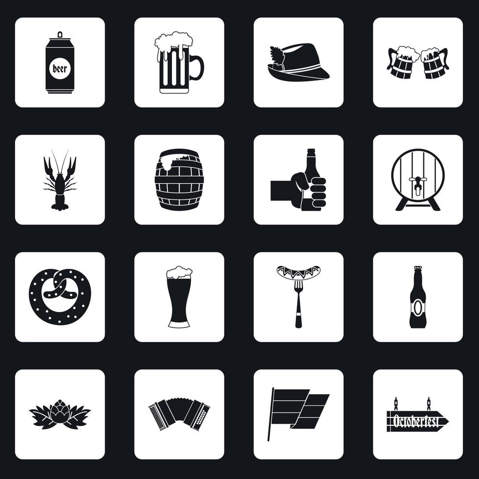 Oktoberfest icons set squares vector