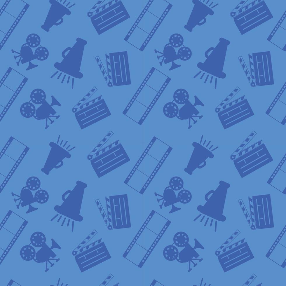 Cinema pattern seamless, cartoon style vector