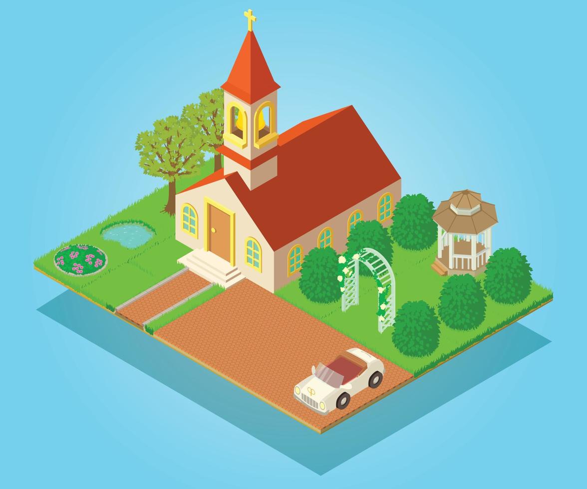 Church ritual concept banner, isometric style vector