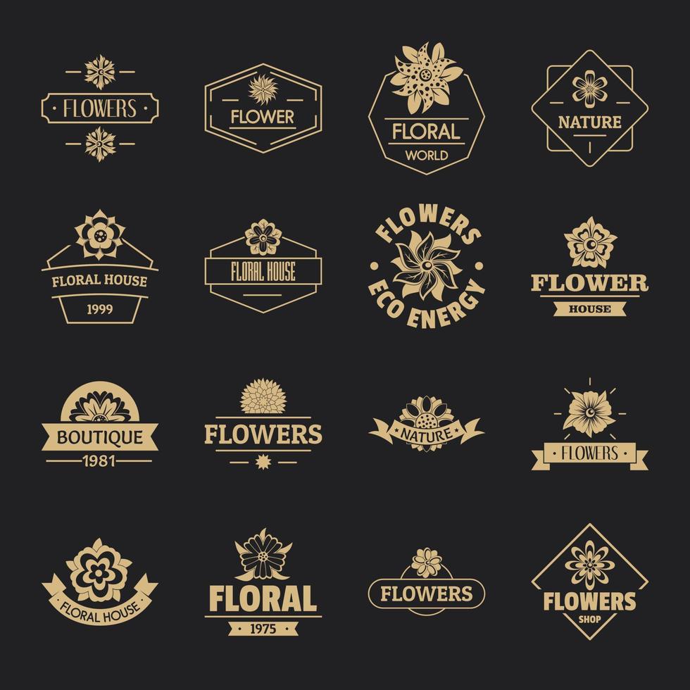 conjunto de iconos de logotipo de flores, estilo simple vector