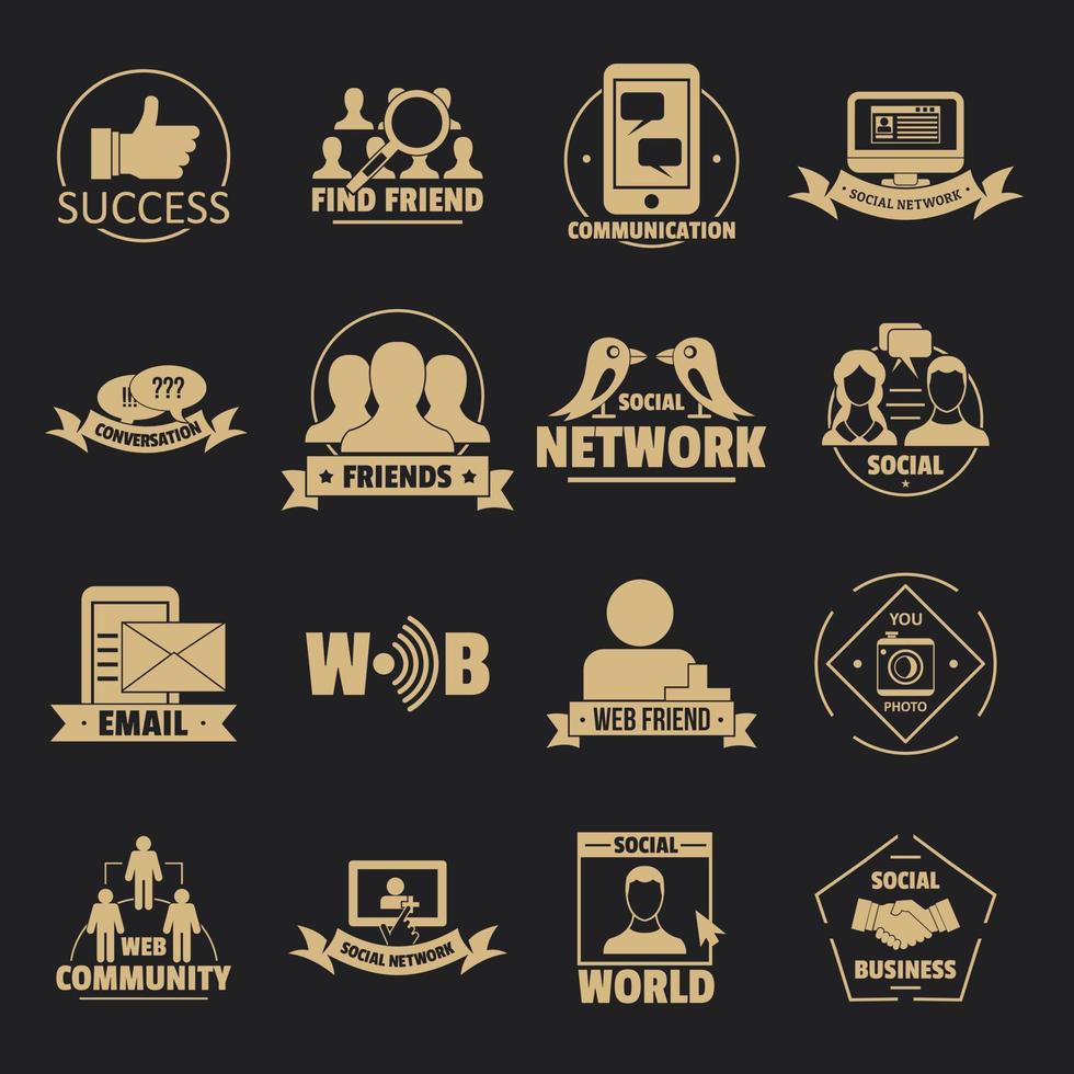 conjunto de iconos de logotipo de red social, estilo simple vector