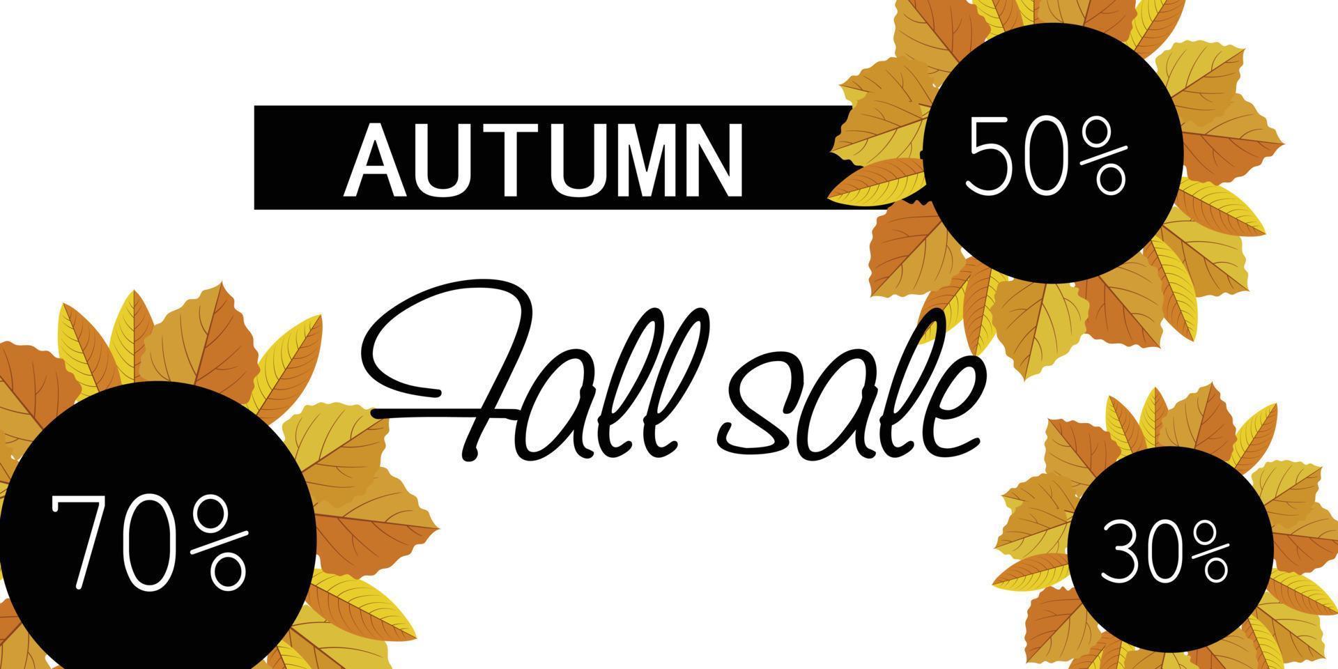 Autumn fall sale banner horizontal, flat style vector