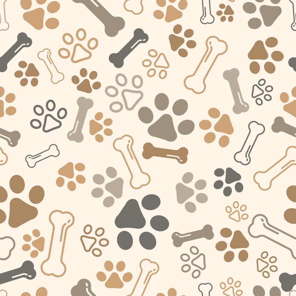 Dog Paw seamless pattern vector bone dog footprint pattern cartoon tile fancy cream background repeat scarf isolated illustration gift or wrapping paper puppy texture