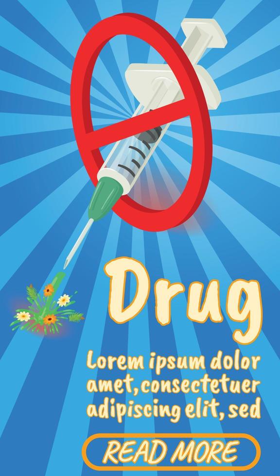 Drug concept banner, comics isometric style vector