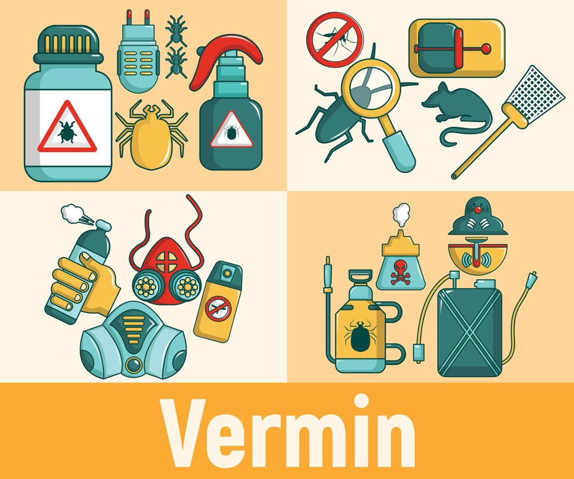 Vermin concept banner, cartoon style vector