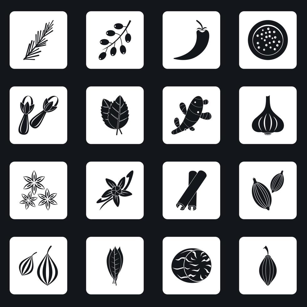 Spice icons set squares vector