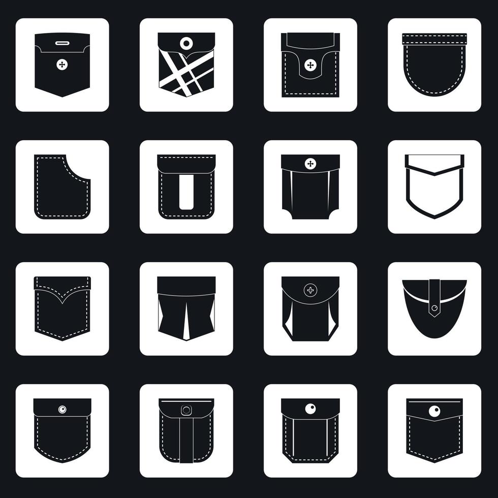 Pocket types icons set squares vector