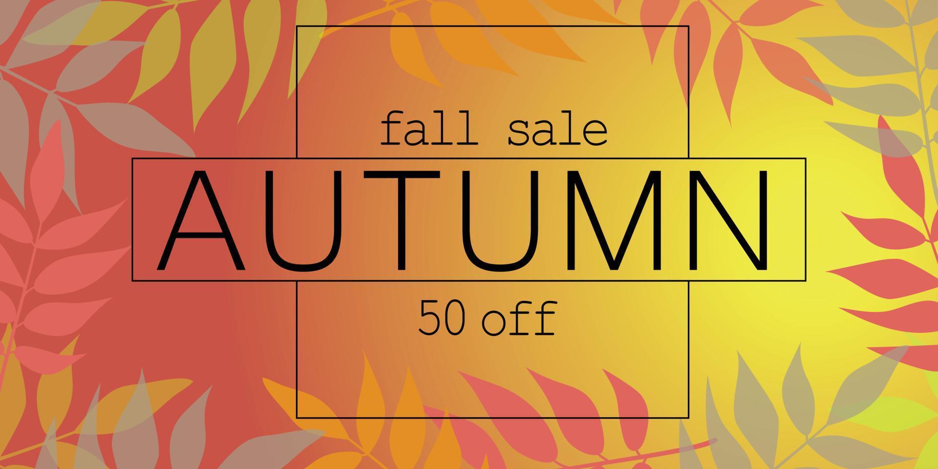 otoño otoño venta banner horizontal, estilo plano vector