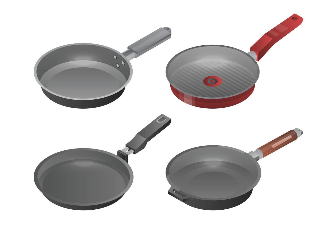 Griddle pan icon set, isometric style vector