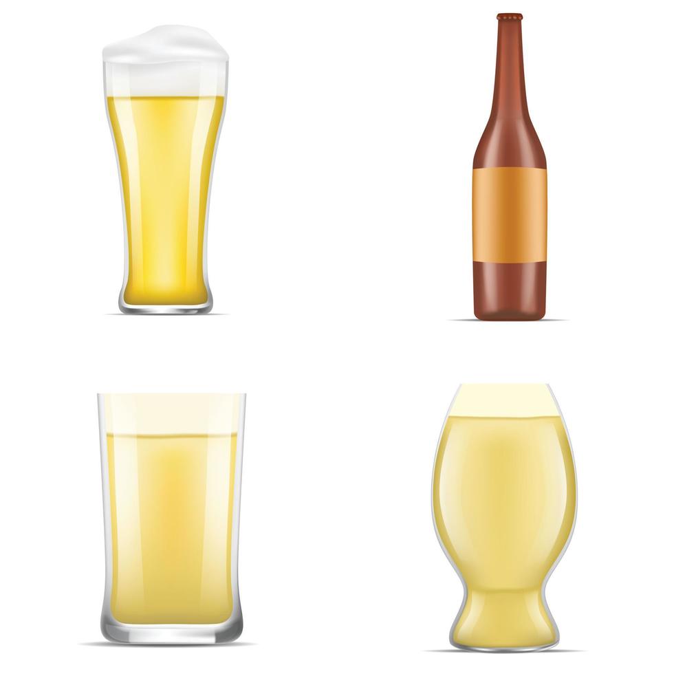 German beer icon set, realistic style vector