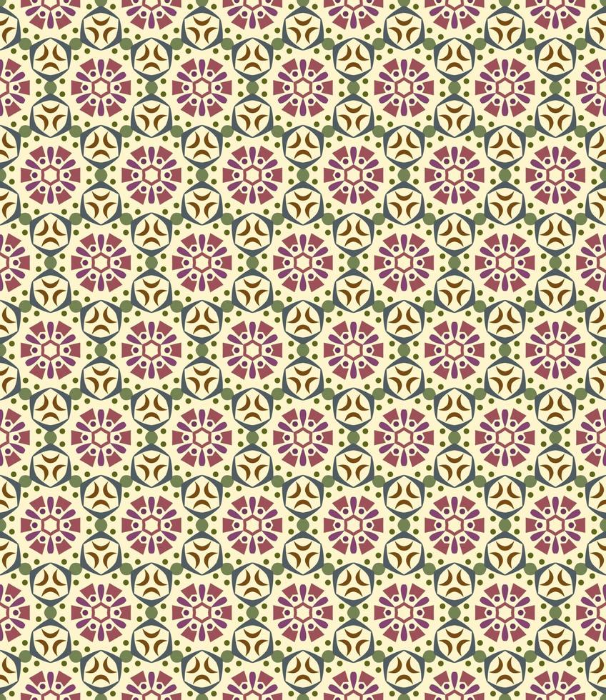 Seamless geometric pattern with flowers. Background vector