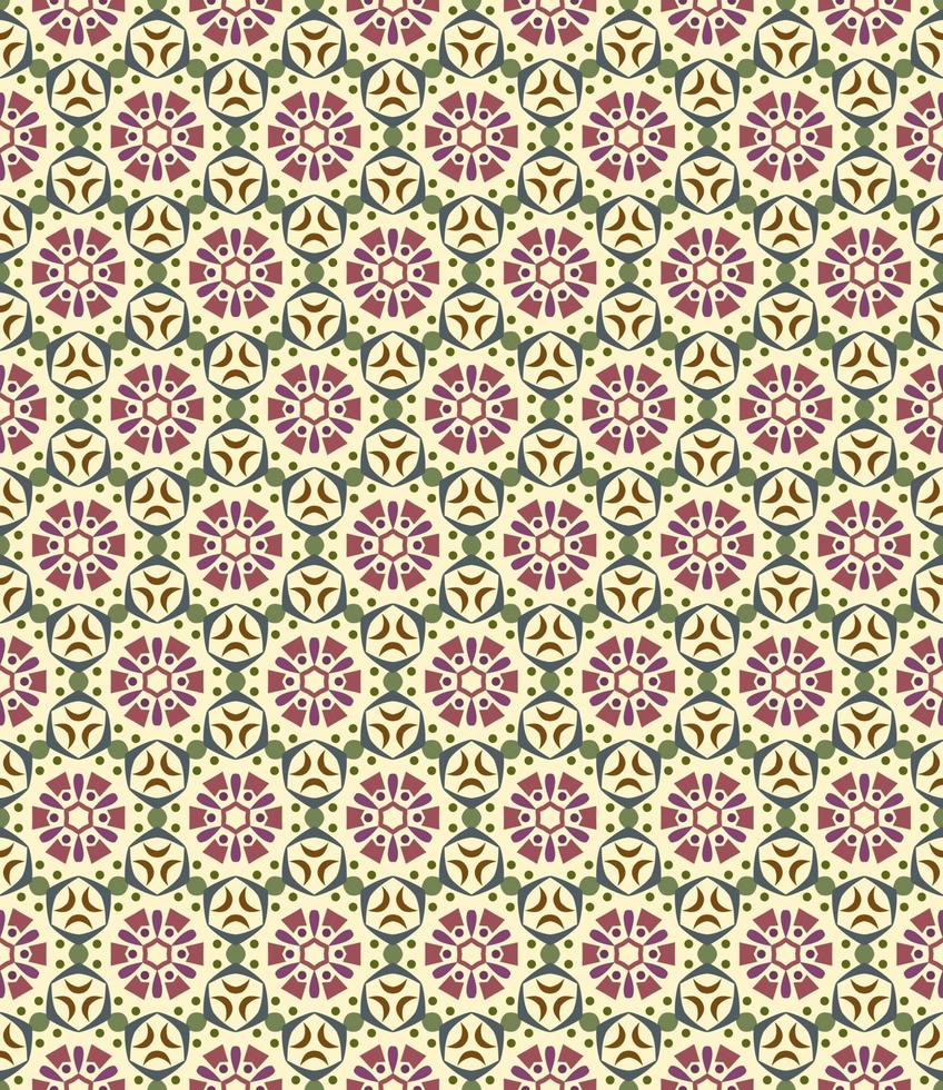 Seamless geometric pattern with flowers. Background vector