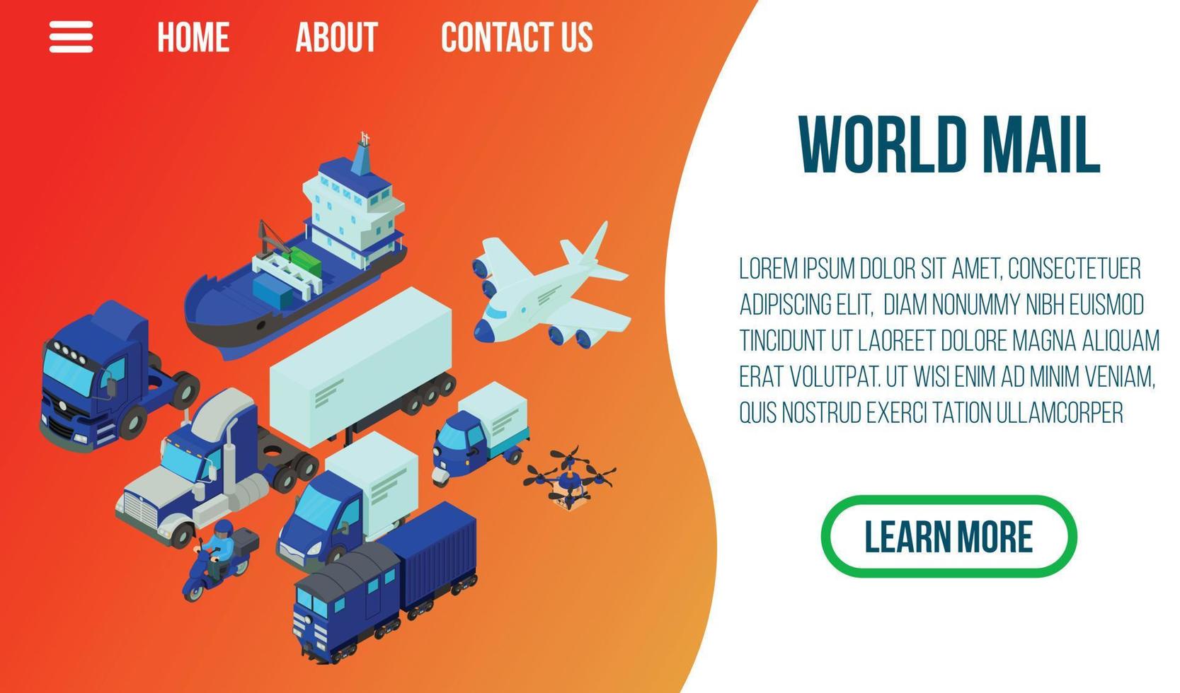 World mail concept banner, isometric style vector