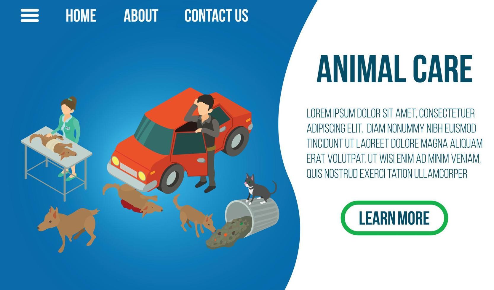 Animal care concept banner, isometric style vector