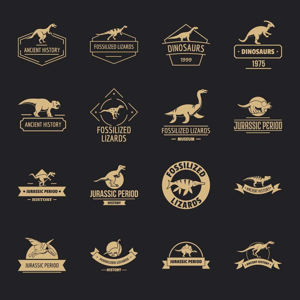 Dinosaur logo icons set, simple style vector