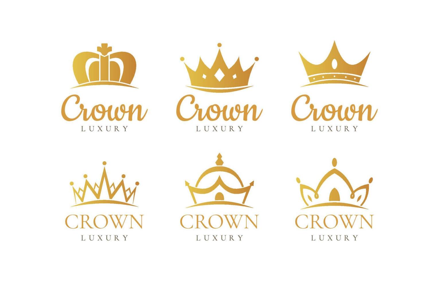 plantilla de conjunto de logotipo de corona de lujo vector