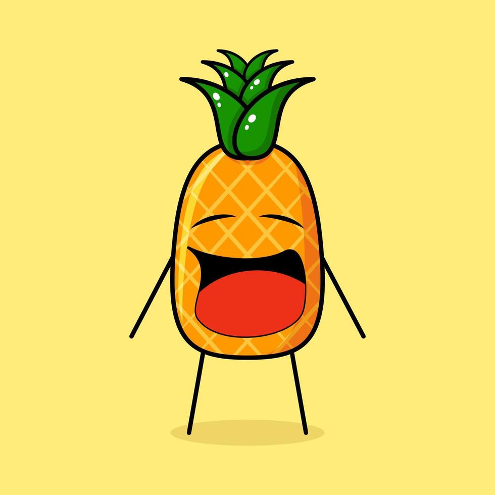 lindo personaje de piña con expresión de llanto y boca abierta. verde y amarillo vector