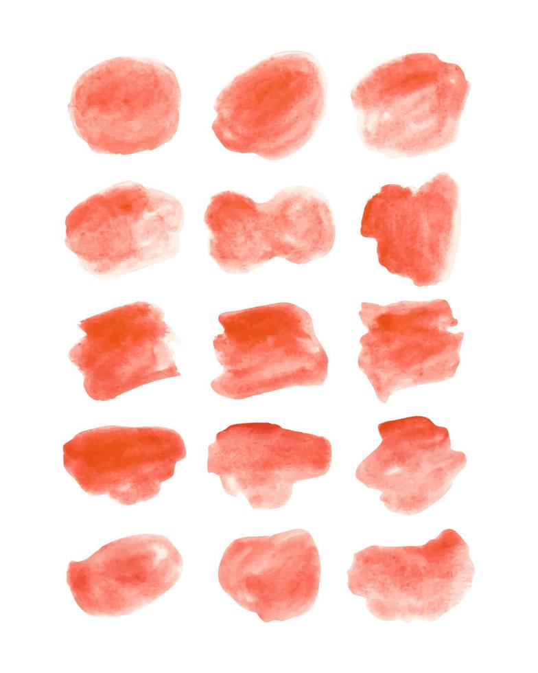 Abstract red rose colored watercolor blob collection. vector